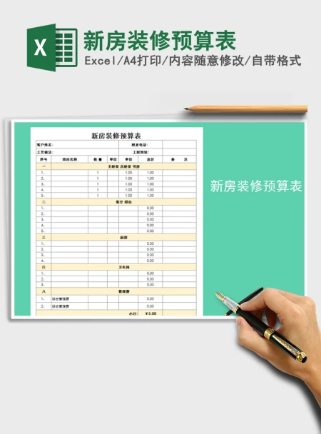 2021年新房装修预算表