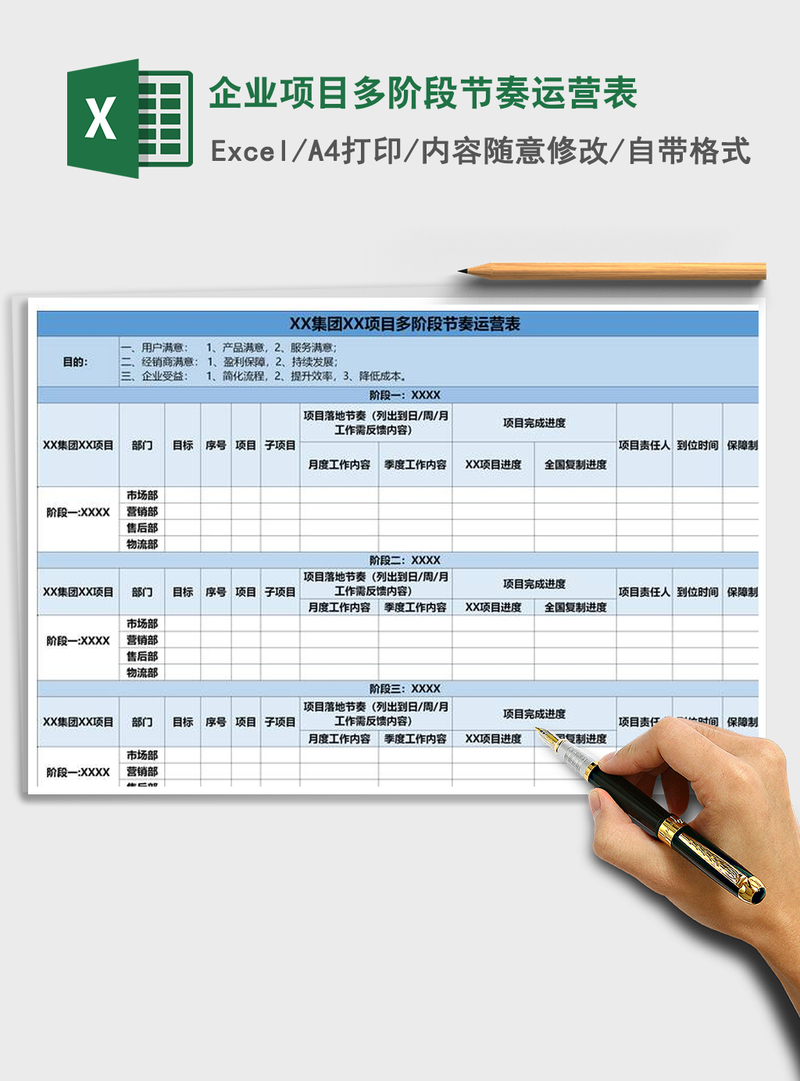 2021年企业项目多阶段节奏运营表 2021年企业项目多阶段节奏运营表