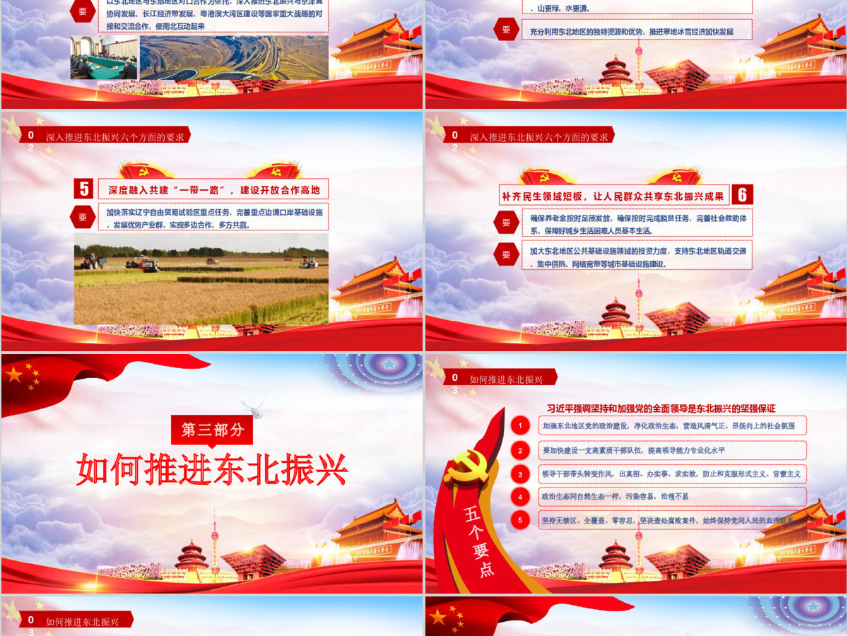 东北振兴党政红色热点党课党建PPT模板