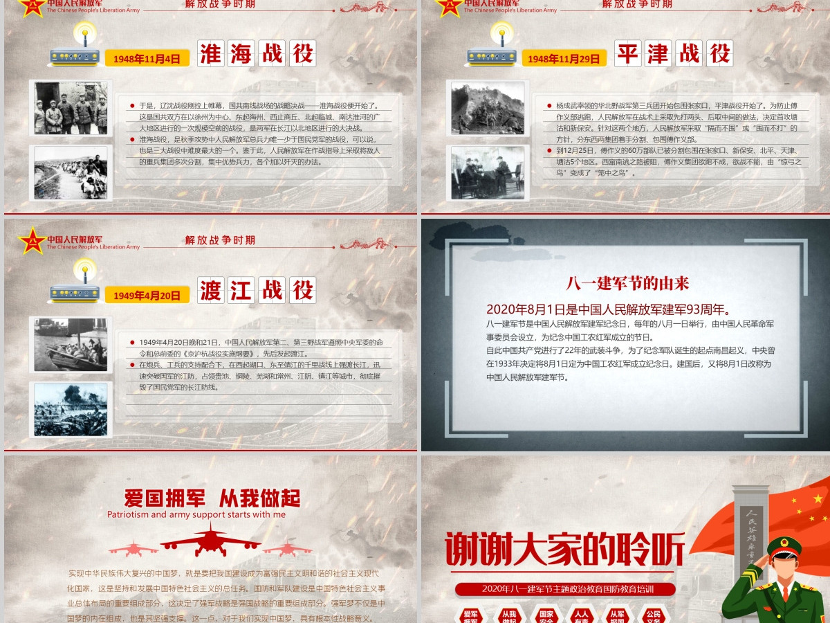2020八一建军节中国人民解放军发展简史国防教育部队教育爱国主义教育PPT模板 2020八一建军节中国人民解放军发展简史国防教育部队教育爱国主义教育PPT模板