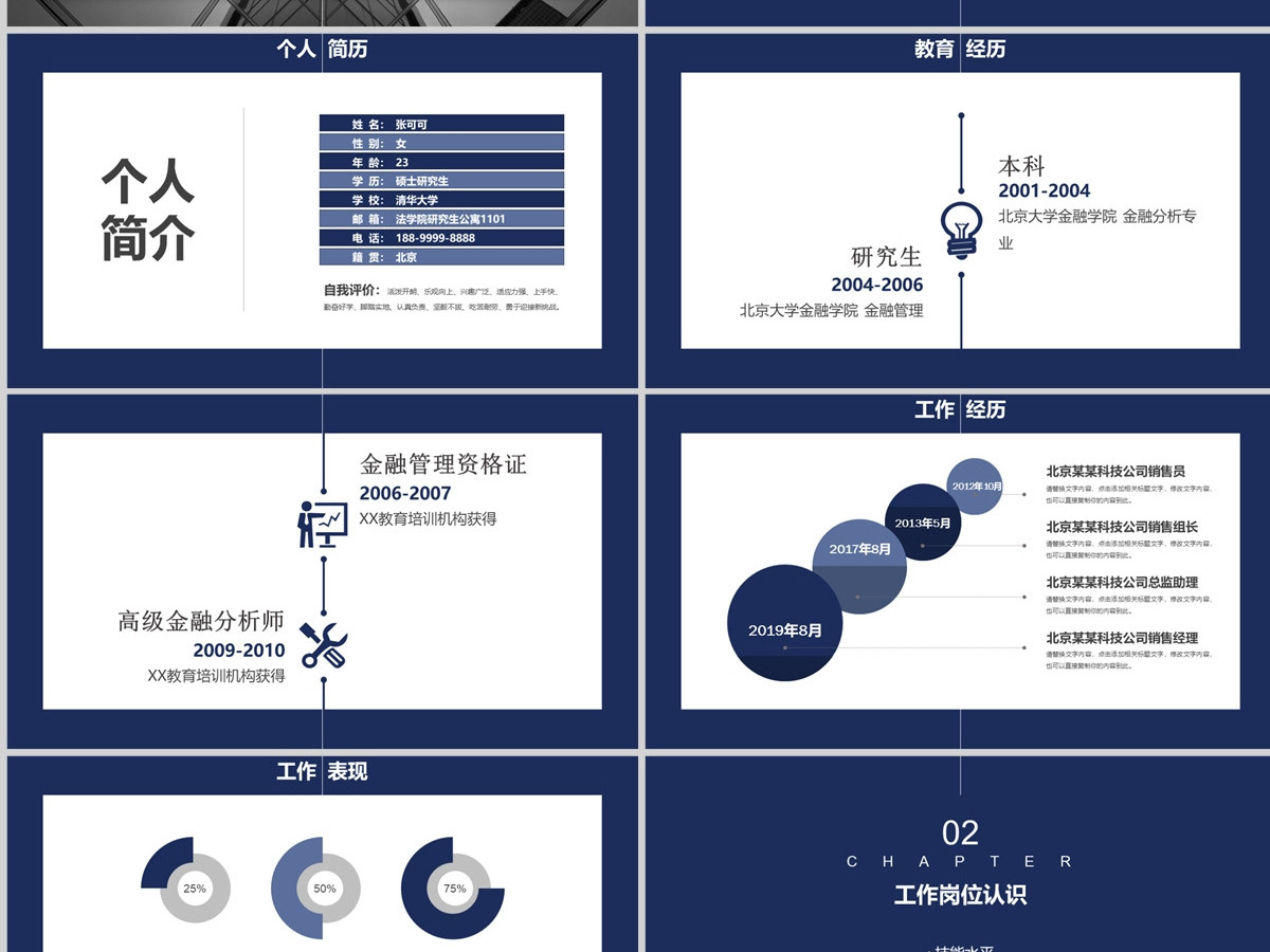 原创蓝色极简岗位竞聘报告竞岗演讲求职简历PPT