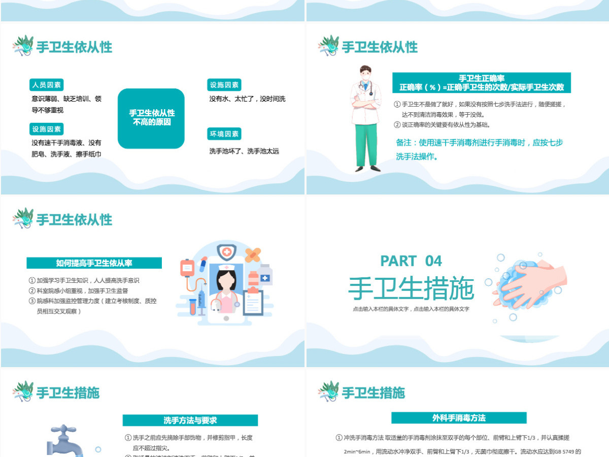 2022手卫生知识培训课件卡通风医护人员手卫生知识培训讲座专题课件模板PPT