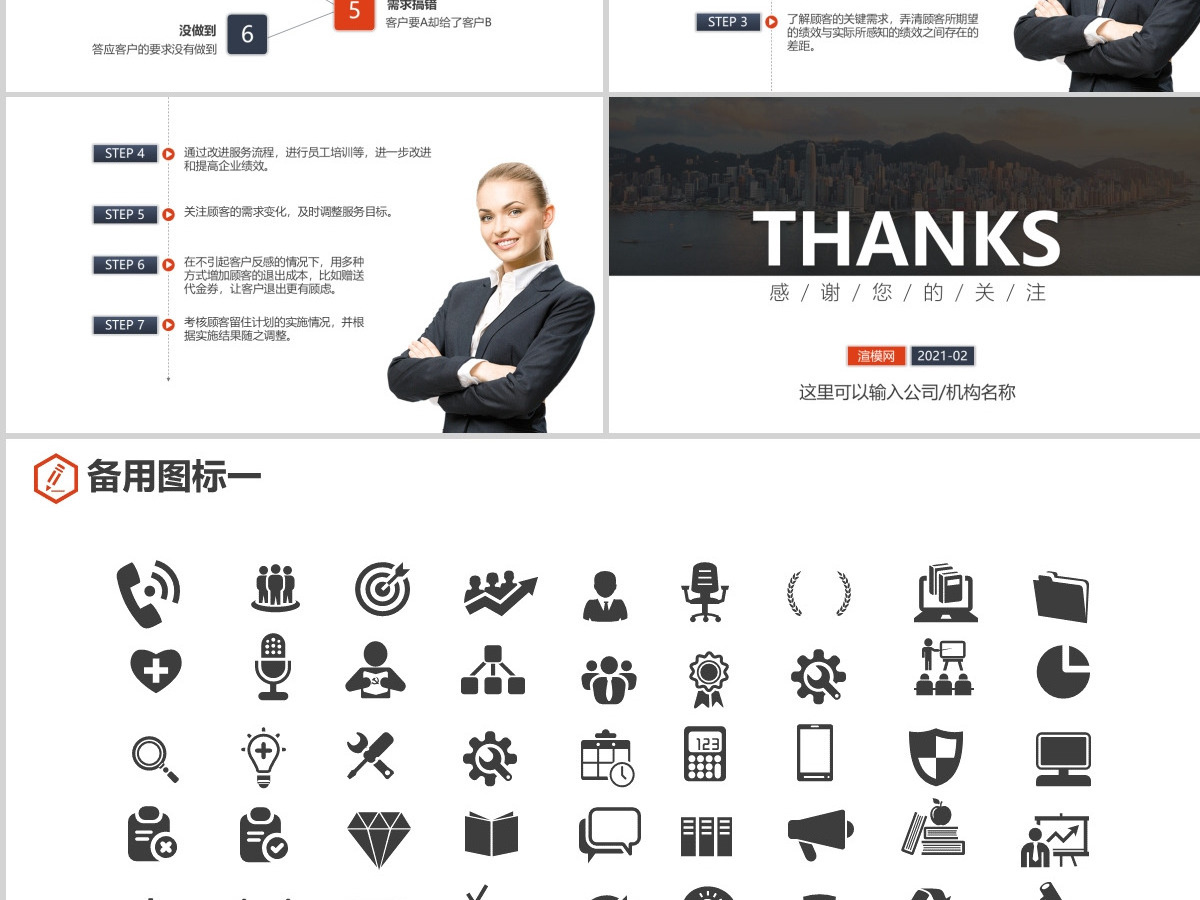原创员工服务意识客户服务客户关怀培训PPT-版权可商用
