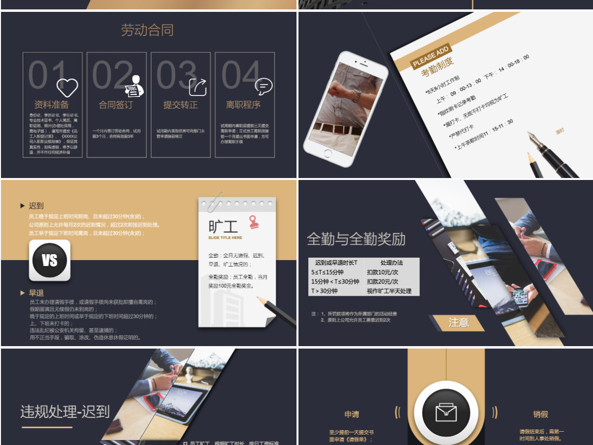 大气酷黑时尚高端实用企业新员工入职培训PPT模板