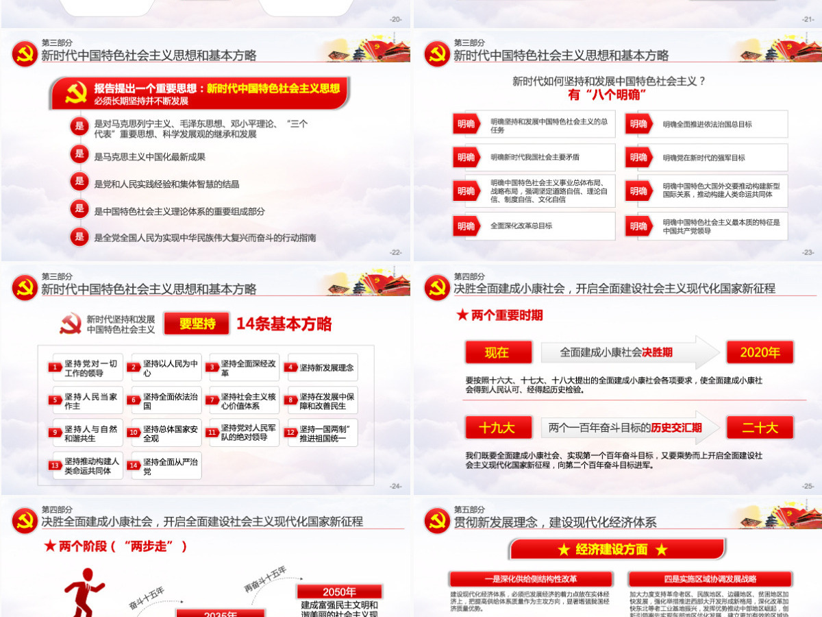 2019中国风学习贯彻十九大会议精神党支部党员党课学习PPT模板-含讲稿