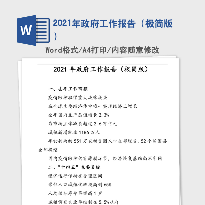 2021年政府工作报告（极简版）