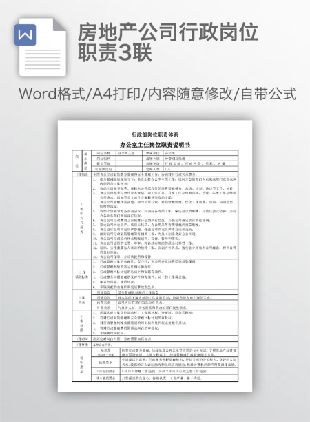 房地产公司行政岗位职责3联