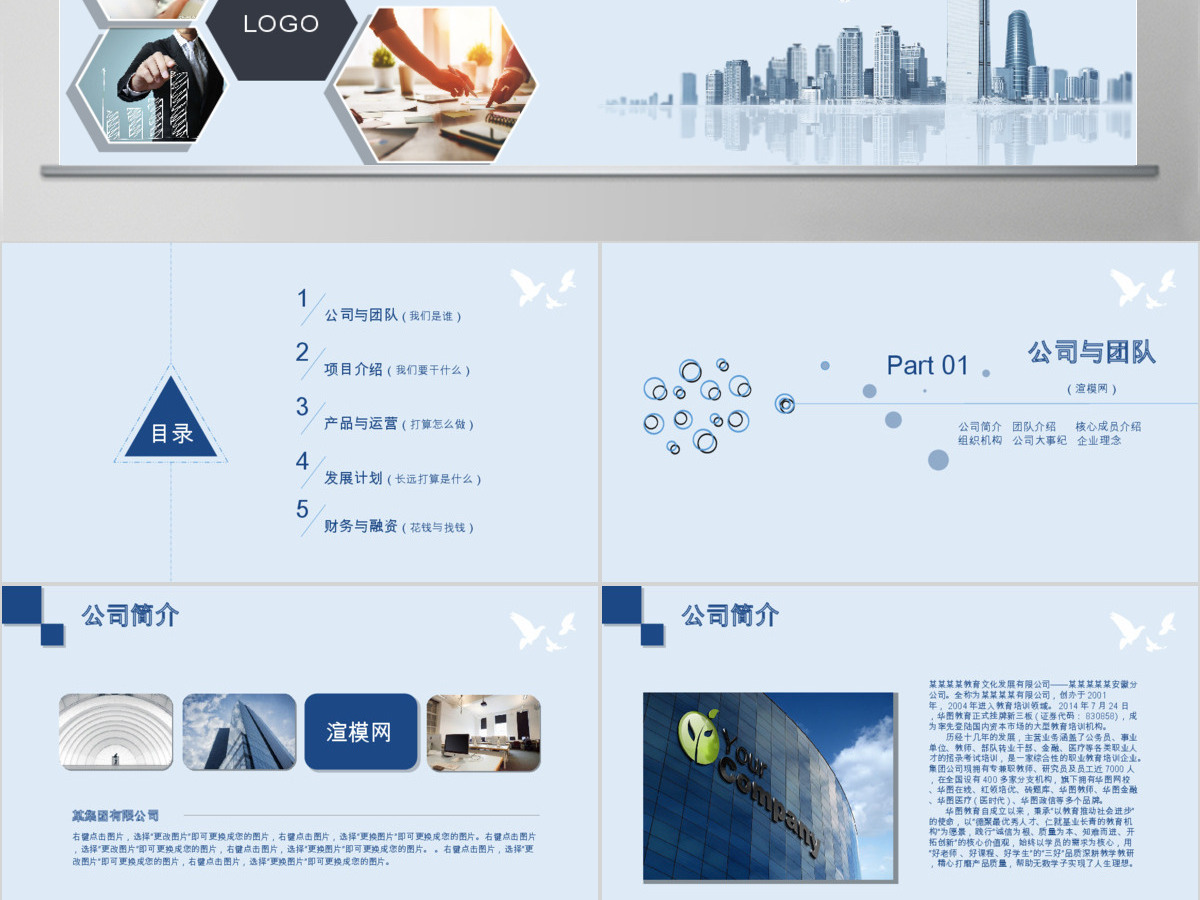 2019蓝色商业融资计划PPT模板