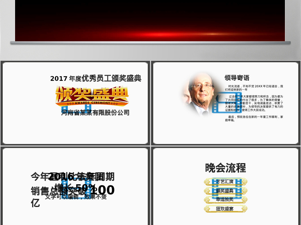 2017鸡年公司企业年会颁奖年终总结晚会ppt