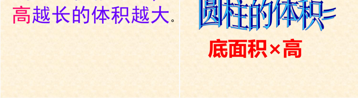  九年义务教育六年制小学数学课件第十二册圆柱的体积PPT模板