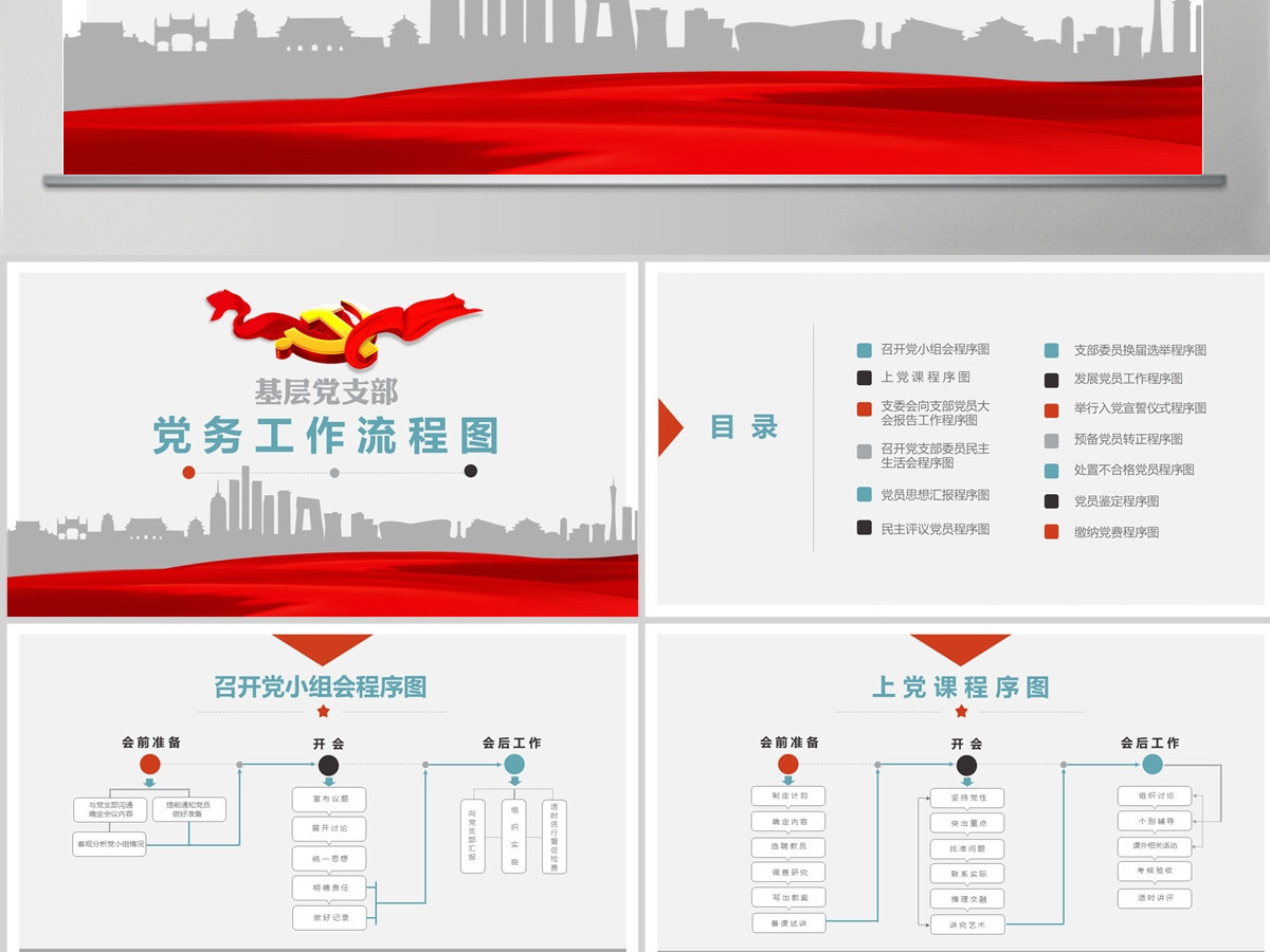 2023基层党支部党务工作流程图素材模板