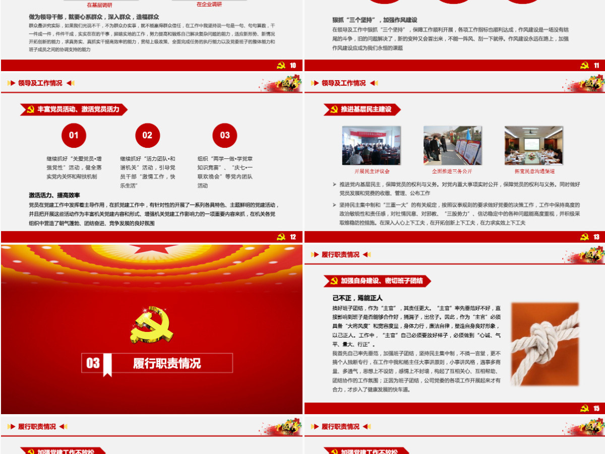 2021年终党委组织述职述廉报告PPT模板幻灯片