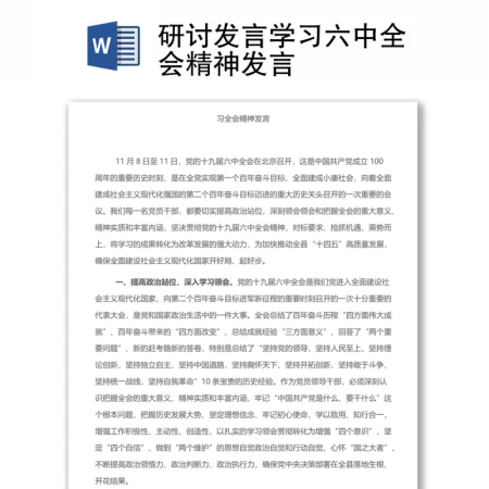 研讨发言学习十九届六中全会精神发言