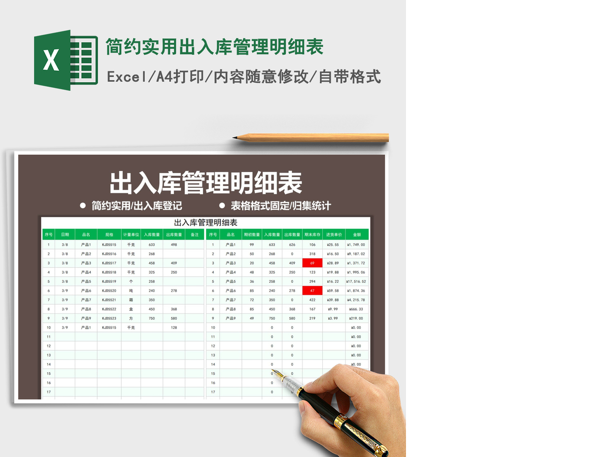 2021年简约实用出入库管理明细表 2021年简约实用出入库管理明细表