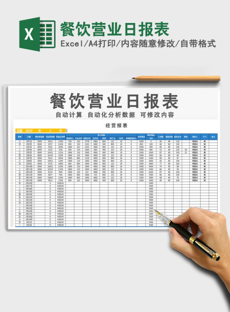 2021年餐饮营业日报表