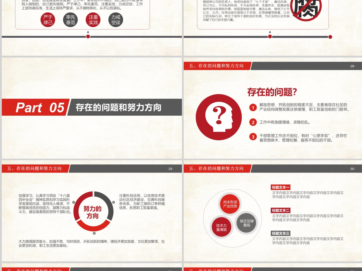 政府机关述职述廉PPT通用模板幻灯片