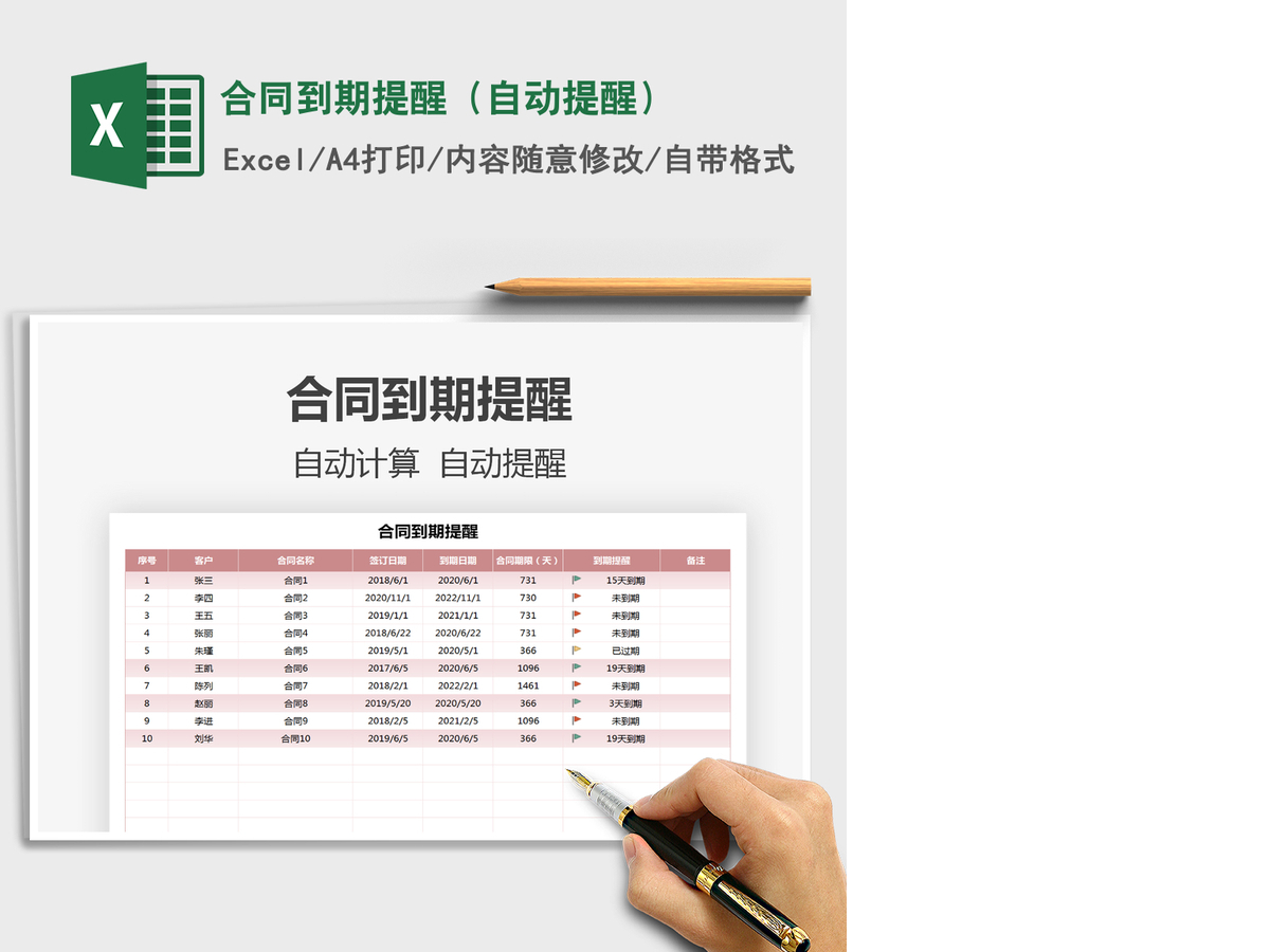 2021年合同到期提醒(自动提醒) 2021年合同到期提醒(自动提醒)