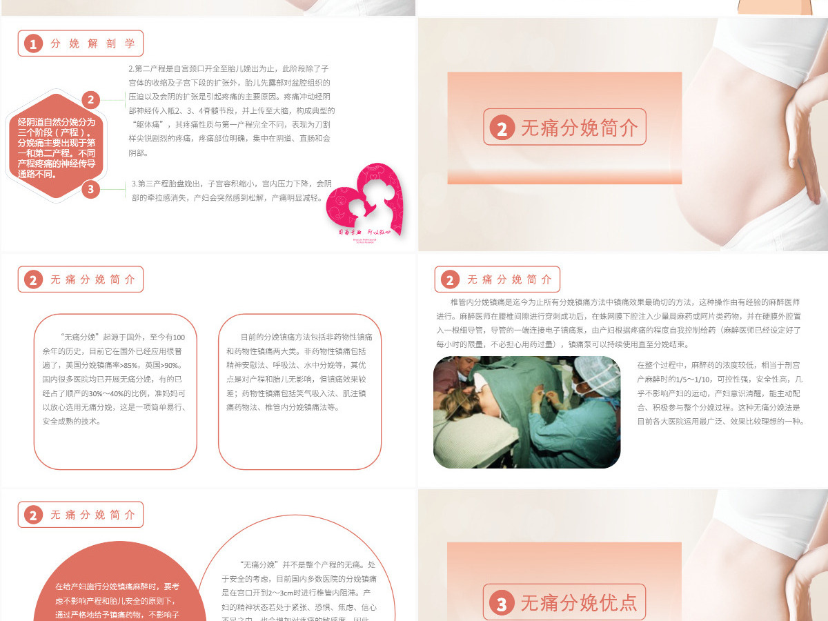 清新创意无痛分娩详情医疗相关PPT模板 清新创意无痛分娩详情医疗相关PPT模板