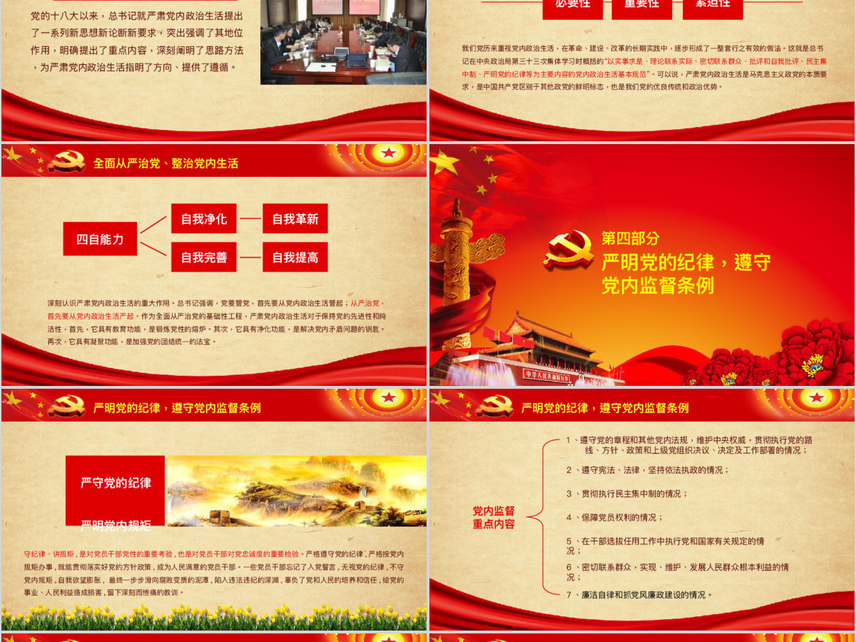 十八界六中全会精神党内生活准则ppt模板幻灯片