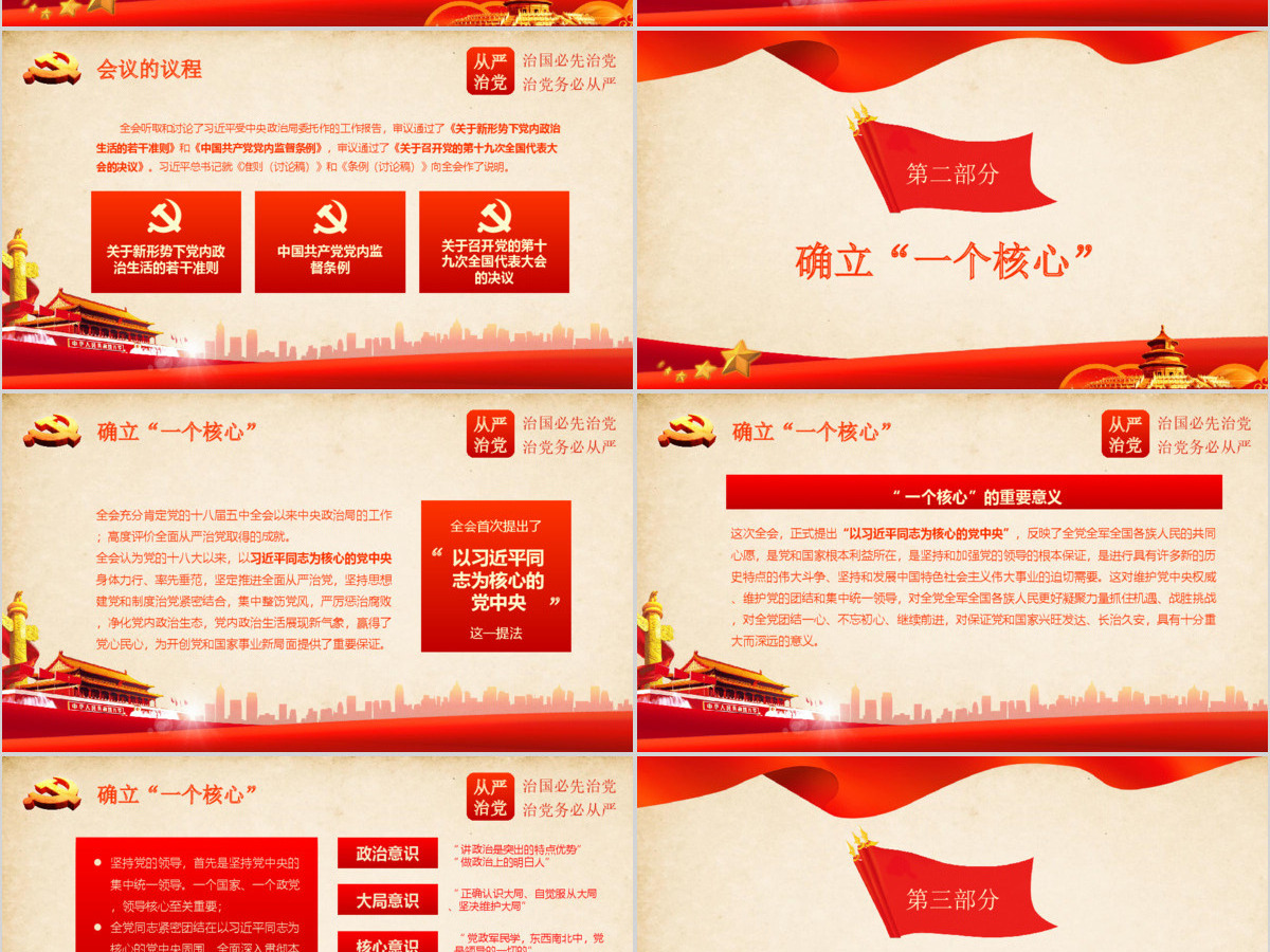 十八届六中全会党建ppt模板