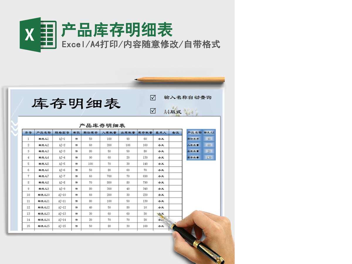 2021年产品库存明细表 2021年产品库存明细表