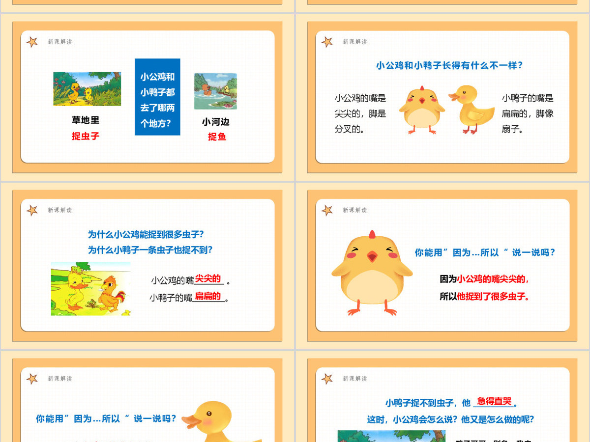 人教版小学一年级语文下册第二章课文：第五课——小公鸡和小鸭子（含配套教案）课件PPT
