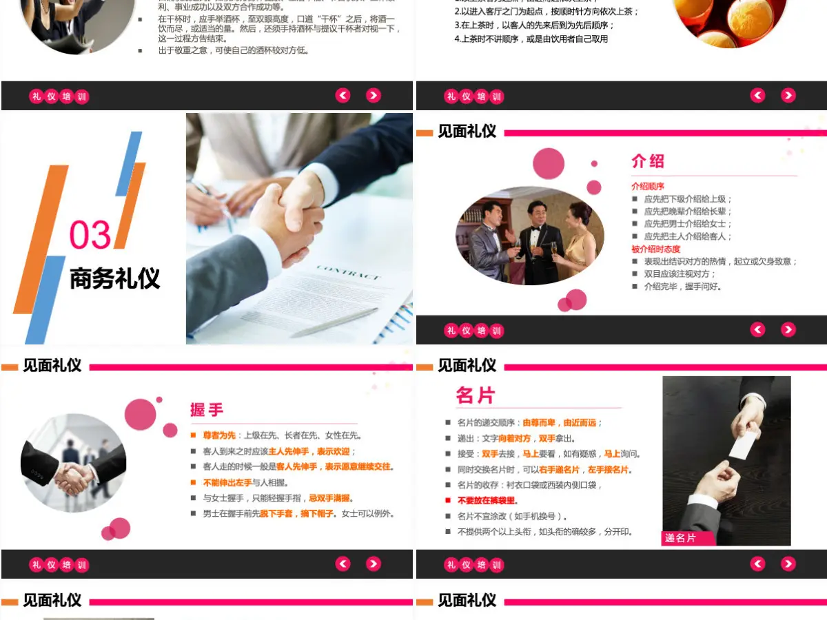 商务礼仪PPT模板谈判电话着装接待的礼仪