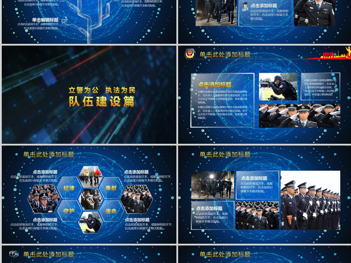 2018公安警察交警炫酷警务工作总结年终汇报PPT