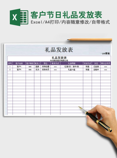 2021年客户节日礼品发放表 2021年客户节日礼品发放表
