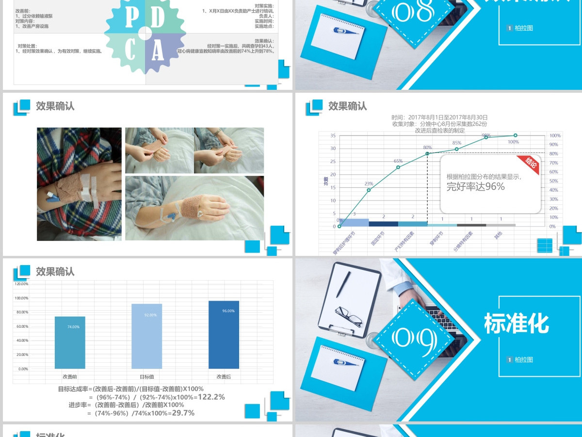 蓝色商务风微立体品管圈医疗工作QC成果汇报PPT 蓝色商务风微立体品管圈医疗工作QC成果汇报PPT