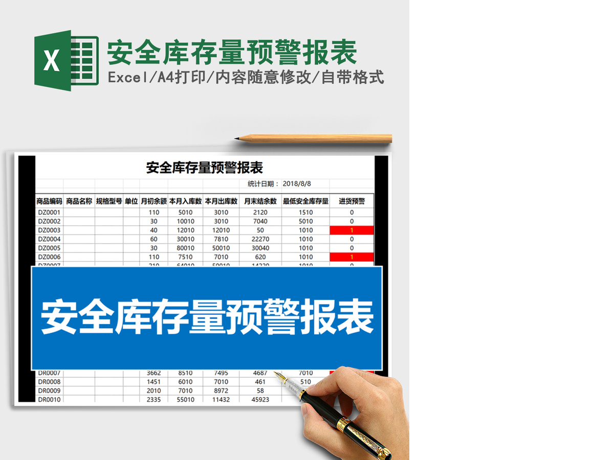 2021年安全库存量预警报表 2021年安全库存量预警报表