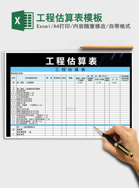 2021年工程估算表模板 2021年工程估算表模板
