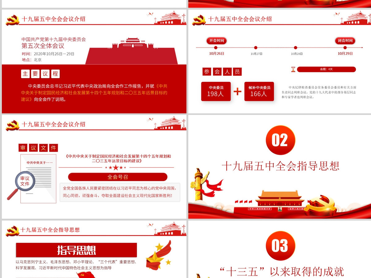 简洁党的十九届五中全会公报解读五中全会精神学习PPT-含讲稿