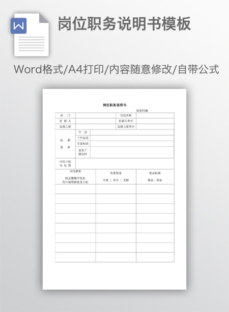 岗位职务说明书模板