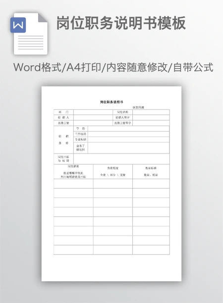 岗位职务说明书模板