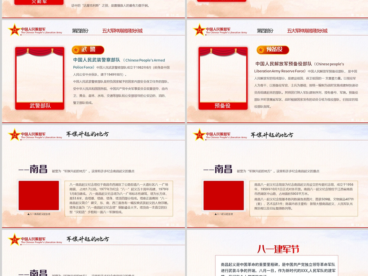 纪念八一建军节红色大气风2022年建军节95周年爱国主义授课辅导国防教育专题党课课件模板PPT