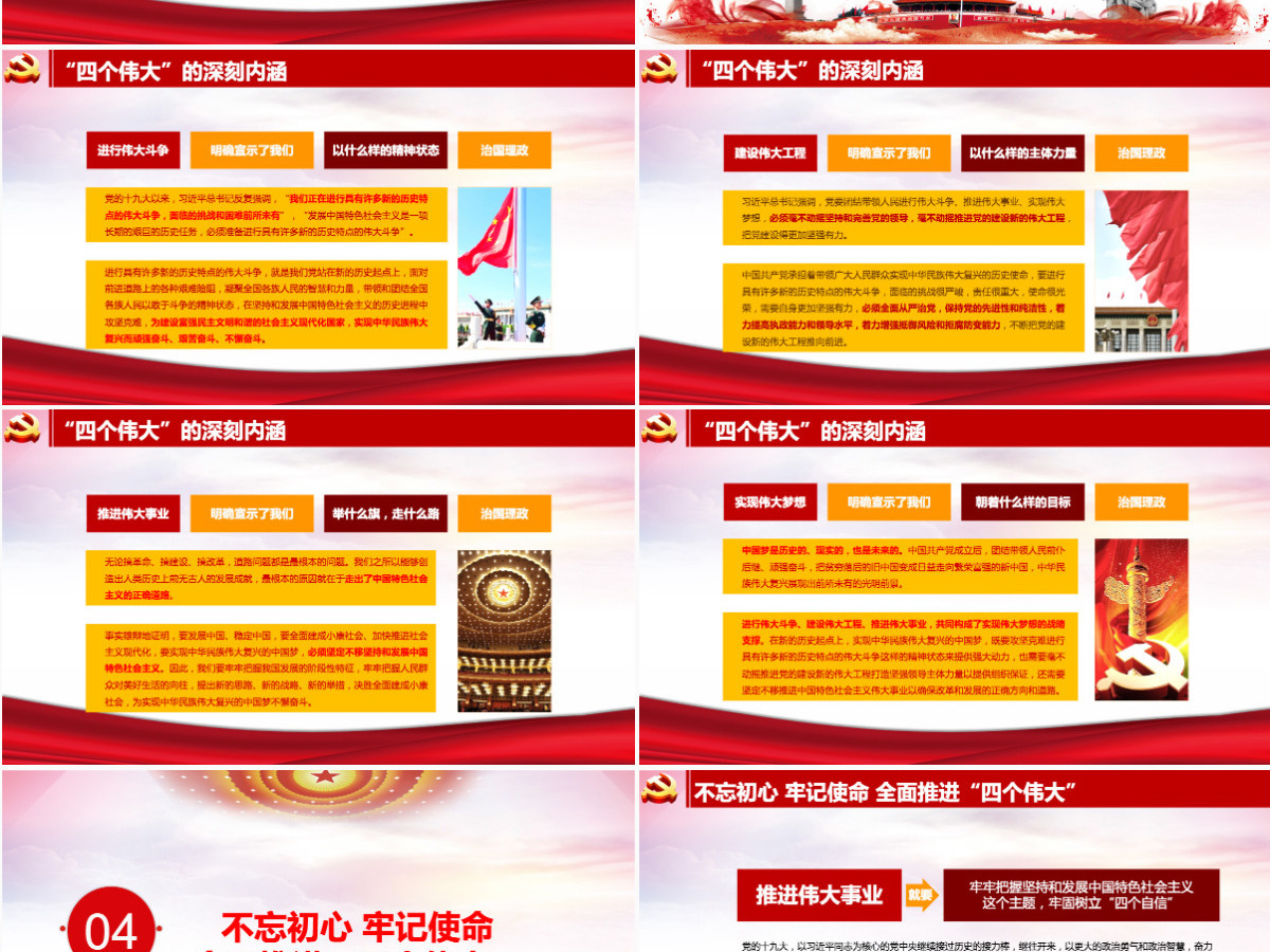 十九大会议报告书写历史四个伟大新篇章党政教育动态PPT模板-含讲稿