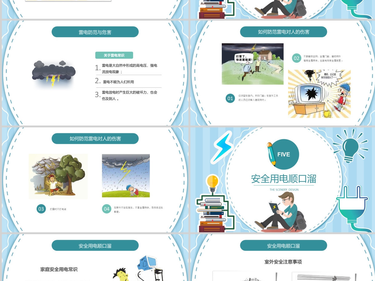 用电安全主题班会小学安全教育ppt模版