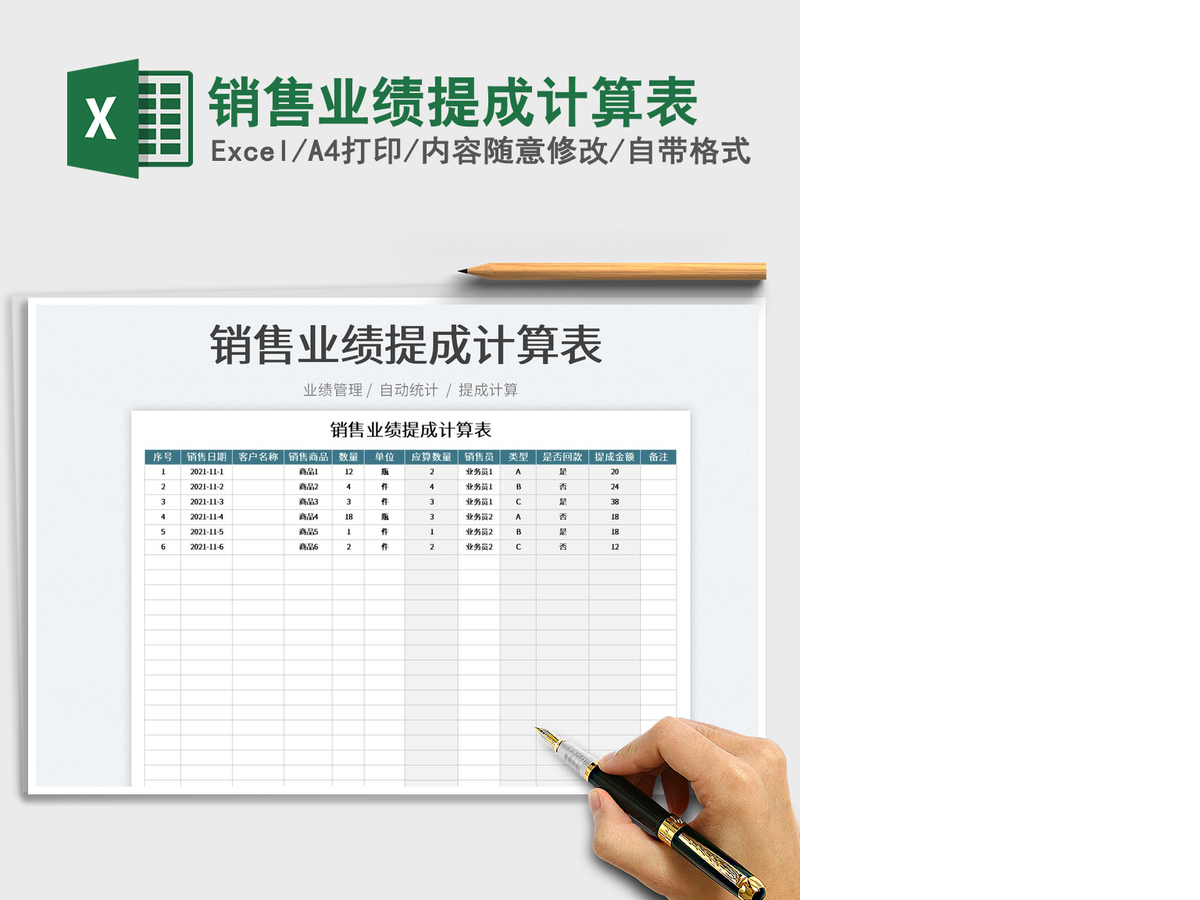 2021销售业绩提成计算表免费下载