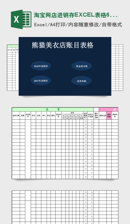 淘宝网店进销存EXCEL表格6联excel管理系统 淘宝网店进销存EXCEL表格6联excel管理系统
