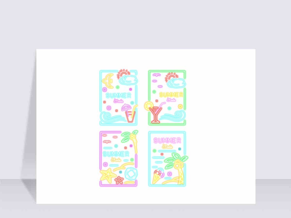 霓虹灯夏季广告牌元素装饰图案原创字体