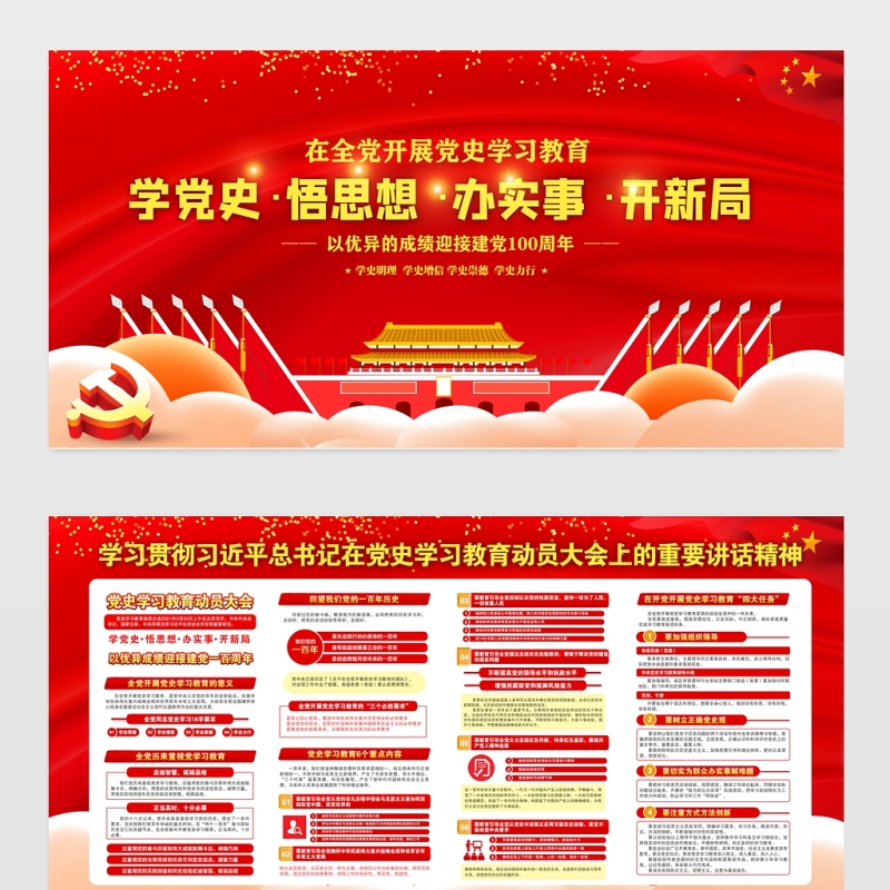 在全党开展党史学习教育庆祝建党100周年宣传展板宣传栏模板