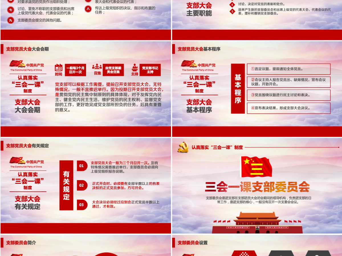 基层党支部党建工作三会一课党课党政PPT--含讲稿 基层党支部党建工作三会一课党课党政PPT--含讲稿