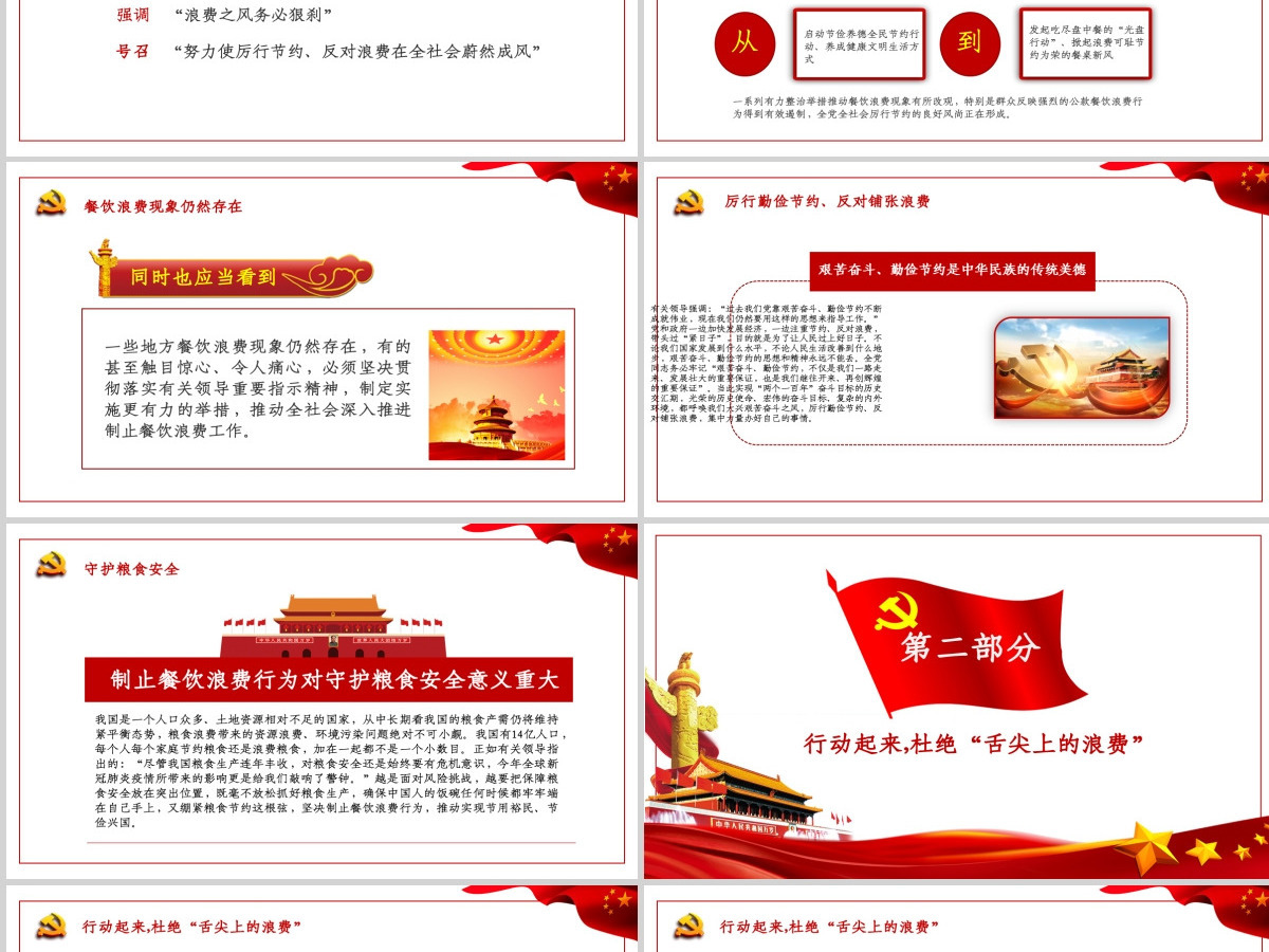 红色简洁拒绝舌尖上的浪费杜绝餐饮浪费粮食安全党课PPT 红色简洁拒绝舌尖上的浪费杜绝餐饮浪费粮食安全党课PPT