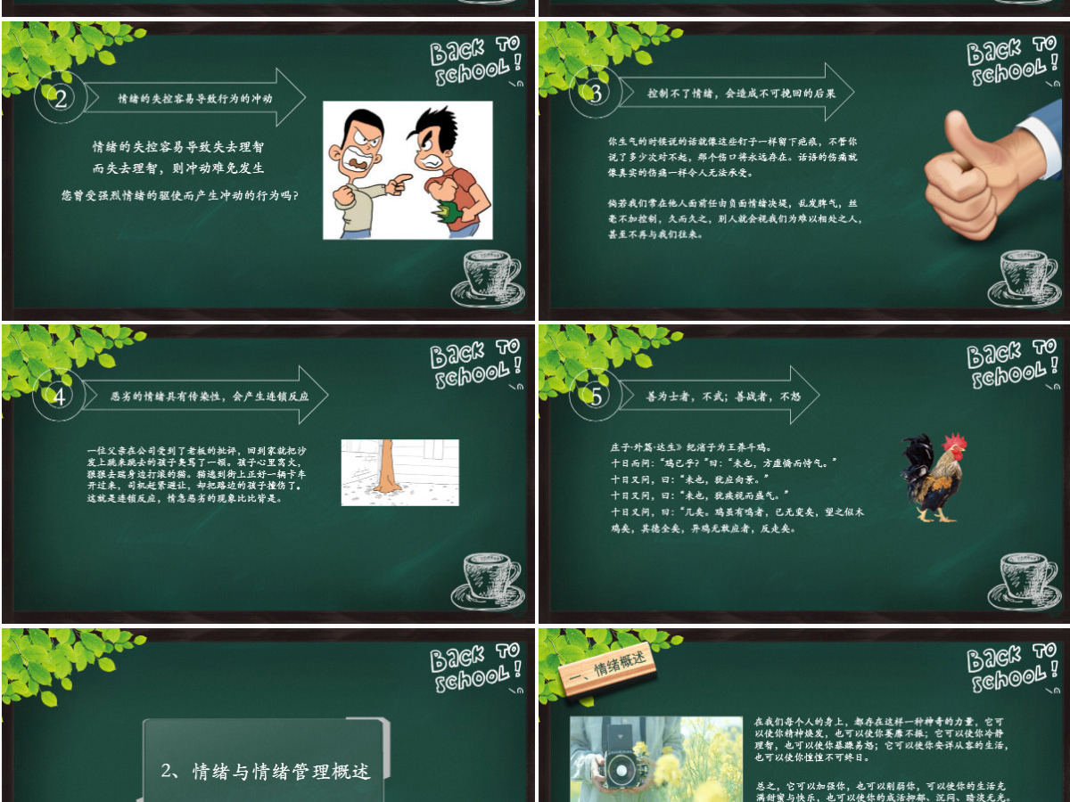 夏季校园风黑板背景情绪管理ppt模板