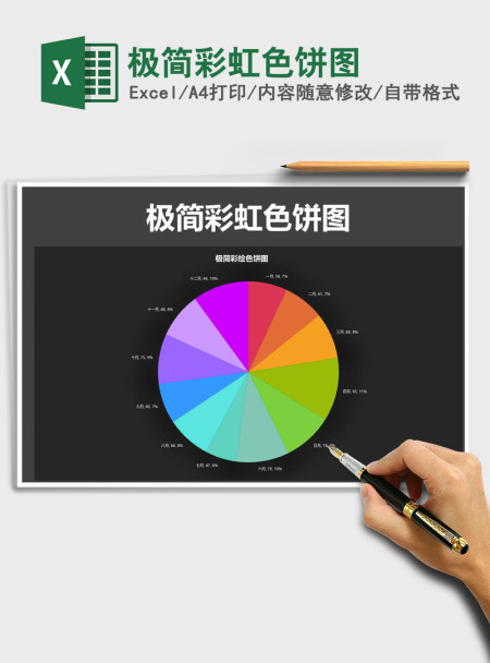 2021年极简彩虹色饼图