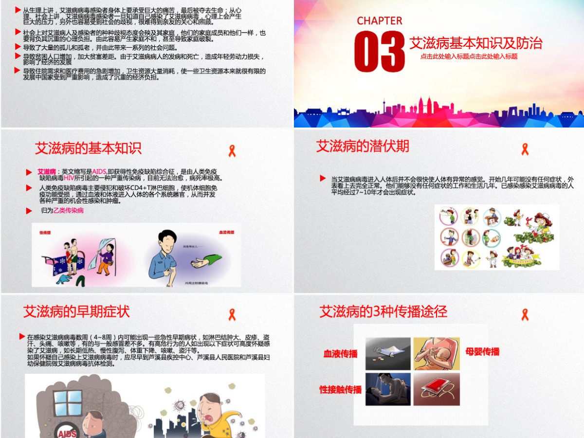 2021世界艾滋病日PPT模板含详细内容