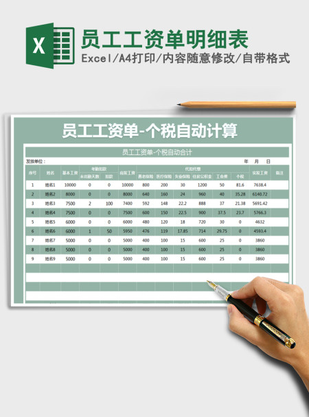 2021年员工工资单明细表