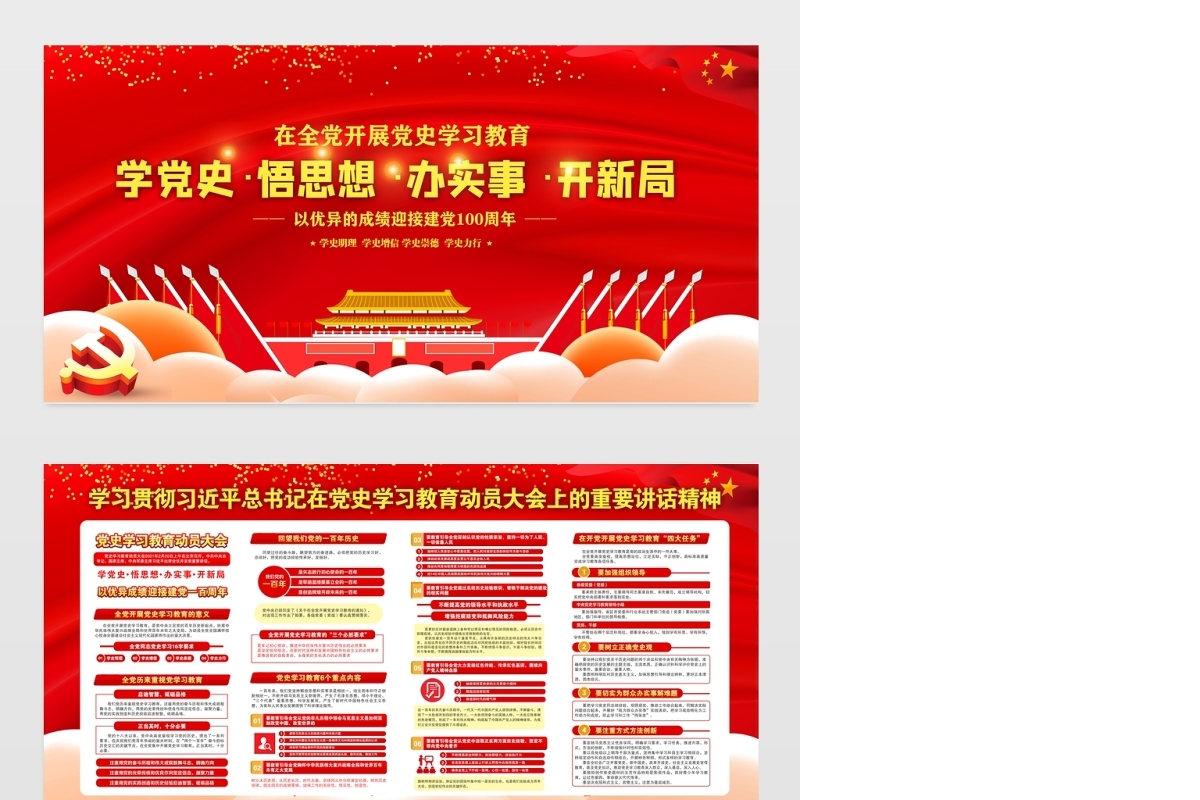 在全党开展党史学习教育庆祝建党100周年宣传展板宣传栏模板