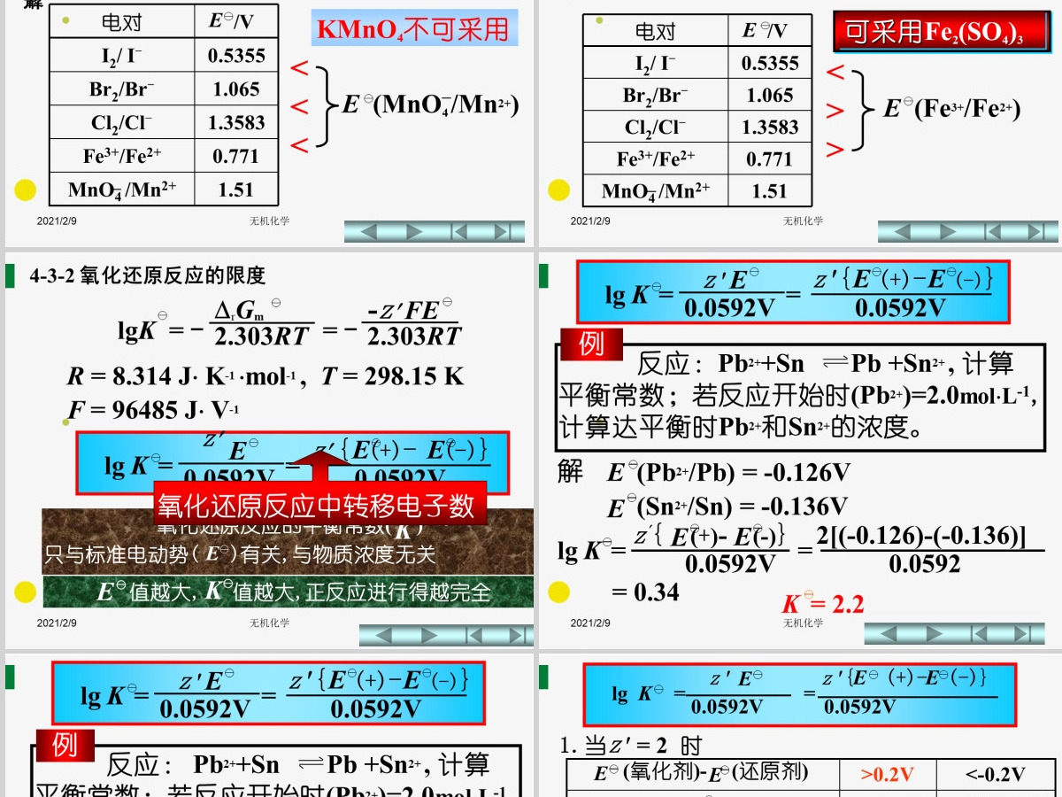 天津大学无机化学课件第四章氧化还原反应2PPT 天津大学无机化学课件第四章氧化还原反应2PPT